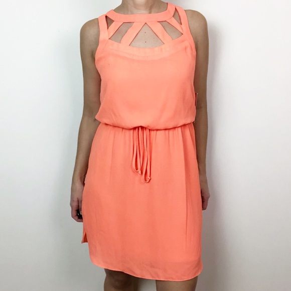 Bisou Bisou Dresses & Skirts - 🦋Bisou Bisou orange cage neck mini dress f18